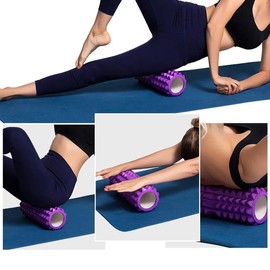Yoga Column Gym Fitness Pilates Foam Roller - Color: Purple