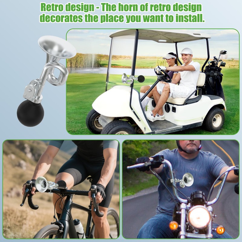 10L0L Golf Cart Bugle Horn, Retro Chrome Snail Air Horn