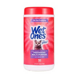 Wet Ones Wet Ones for Pets Cat Cleaning Wipes - Fresh Scent Cat Grooming Wipes with Aloe Vera - Safe Cat Hygiene Supplies - Cat Fur Cleaner - Cat Dander Wipes - Kitten Wipes - Pet Cleaning Supplies - 50 Count