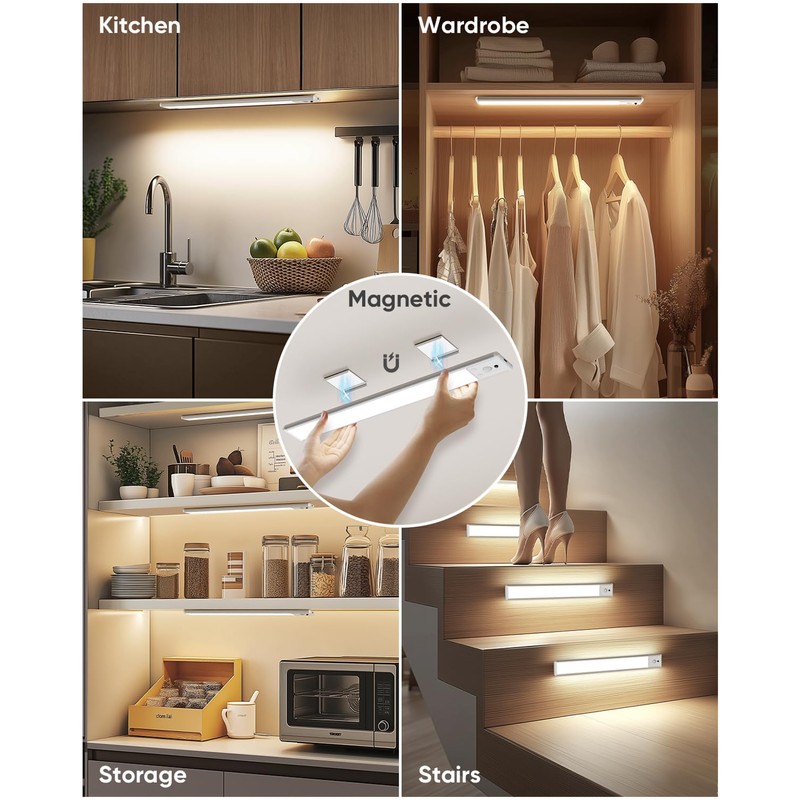 Under Cabinet Lighting Wireless, Rechargeable 62 LED Motion Sensor Light