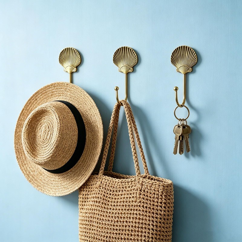 ZH-ZHENGHENG Seashell Wall Hooks, Ocean Theme, Decorative, for Beach or