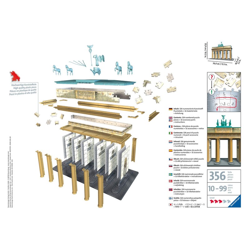 Ravensburger 12551 Brandenburger Gate Berlin 3D Jigsaw Puzzle 324 Pieces