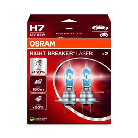 OSRAM OSRAM NIGHT BREAKER LASER H7, +150% Brighter Halogen Headlight Lamp, 64210NL-2HB, 12V, Hanging Folding Box (2 Lamps)