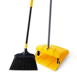 Yocada Heavy Duty Broom and Dustpan Set with Windproof Cover Commercial Outdoor Indoor for Courtyard Garage Lobby Mall Market Floor Home Kitchen Room Office Pet Hair Rubbish