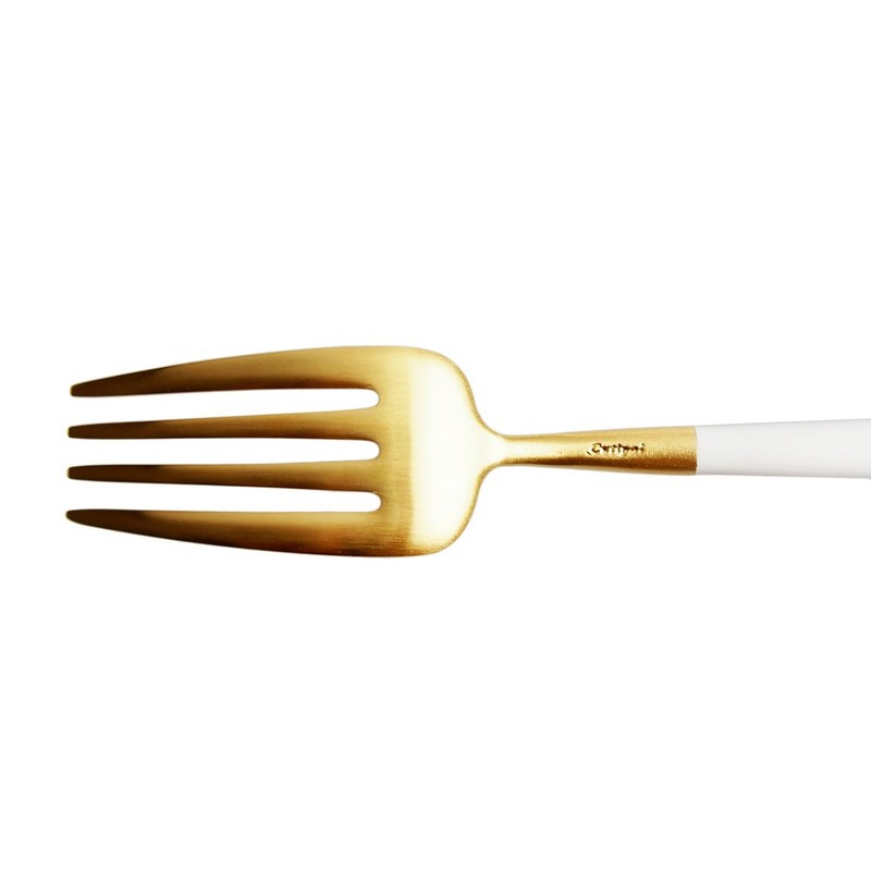 Cutipol GOA GO07WGB Dessert Fork, White/Gold, 7.3 inches (18.5 cm)
