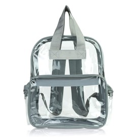 DALIX Clear Backpack Bags Smooth Plastic Light Gray Transparent See Through