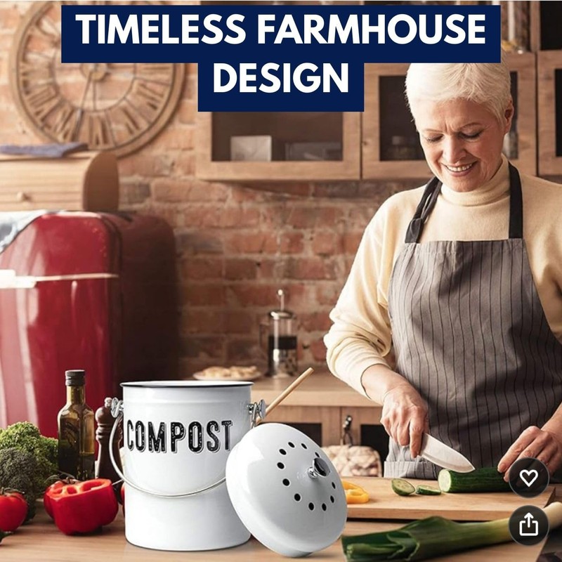 Granrosi Countertop Compost Bin Kitchen - 1.3 Gal Indoor Compost