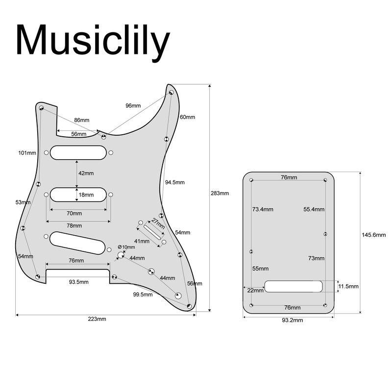 Musiclily SSS Strat Pickguard and Back Plate Set for Fender