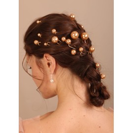 BERYUAN Pearls Hair Pins Bridal Pearls Rhinestone Wedding Hair Accessories Wedding Pearl Hair Pins Bridal Hair Piece for Wedding Women and Girls(20PCS） (champagne)