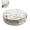 7PCS Drink Coaster Reversible Leather Round Platinum Marble Appearance 10cm