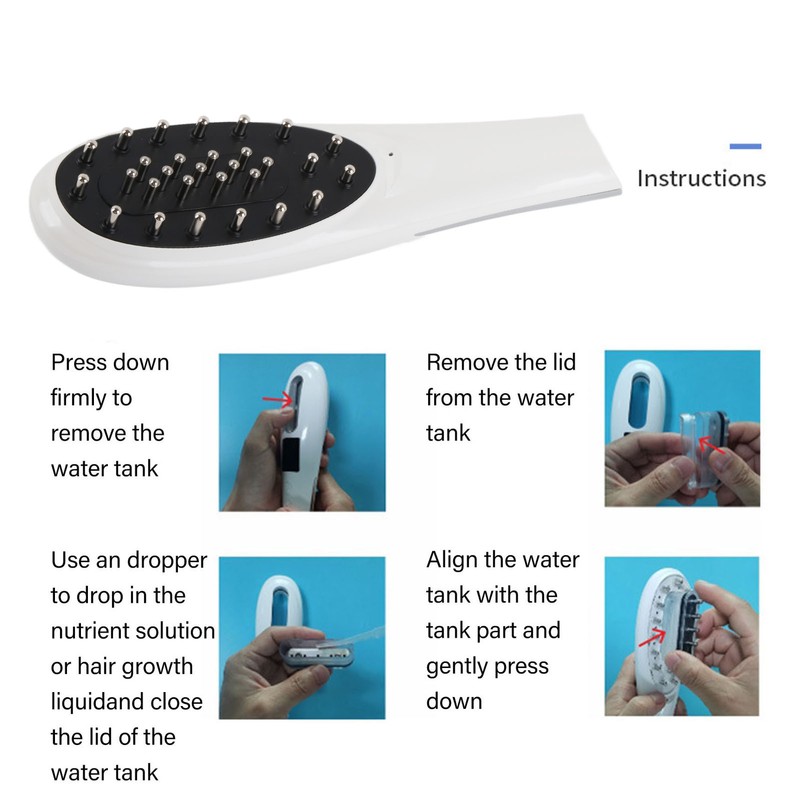 Electric Scalp Applicator Comb Red Lighting Vibration 5 Gears Microcurrent