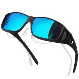 MAIVARDAY Fit Over Glasses for Men Wrap Around Shades Women Polarized UV400 Protection, Matte Black, Medium