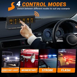 SS VISION 6 Gang Wireless Switch Panel, 12V 80A Auxiliary Car Swtich Panel, Universal Circuit Control Relay System Box with 4 Light Modes Memory Function for Car Truck UTV ATV Boat RV Off-Road
