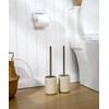 Ceramic Toilet Brush & Holder Set - Freestanding Deep-Cleaning Toilet