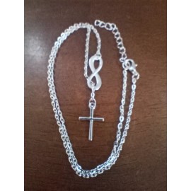 Unbranded  Silver Infinity Cross Lariat Necklace
