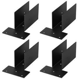 MOUNTAIN_ARK 4 Pack 2x4 Black Pergola Top Rafter Brackets, Deck Railing Bracket for Wood, Upper Mount Connector for Gazebo Post and Roof Trusses, Heavy Duty 13 Gauge Steel