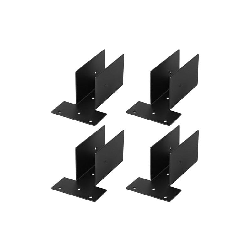 MOUNTAIN_ARK 4 Pack 2x4 Black Pergola Top Rafter Brackets, Deck