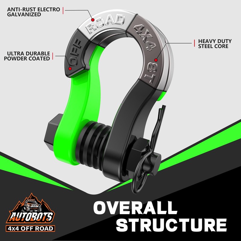 AUTOBOTS Tigertooth D Ring Shackles 45,000lb Break Strength, 3/4”Shackle D