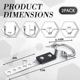 Geetery 4 Pcs Exhaust Hangers Heavy Duty Tailpipe Exhaust Bracket Flexible Swivel Muffler Hanger, Silver