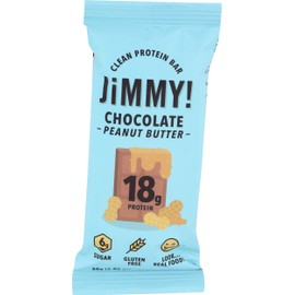 JiMMY! Chocolate Peanut Butter Protein Bar, 18g Protein, High Protein, Grain and Gluten Free, Single Sample Bar, Packaging May Vary