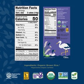 Lundberg Thin Brown Rice Cakes, Salt-Free, 6-Pack – Regenerative Organic Certified, Healthy Snacks, Vegan, 6 Oz Ea