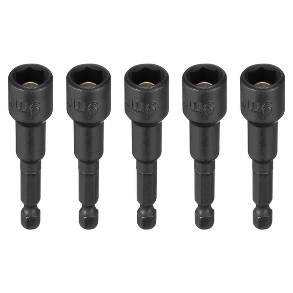 sourcing map 5pcs Magnetic Nut Driver 9mm Hex Drive Socket