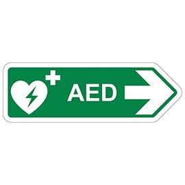 V Safety Shaped Safety Sign - Aed Arrow Right - 300X100 - 1MM Rigid Plastic
