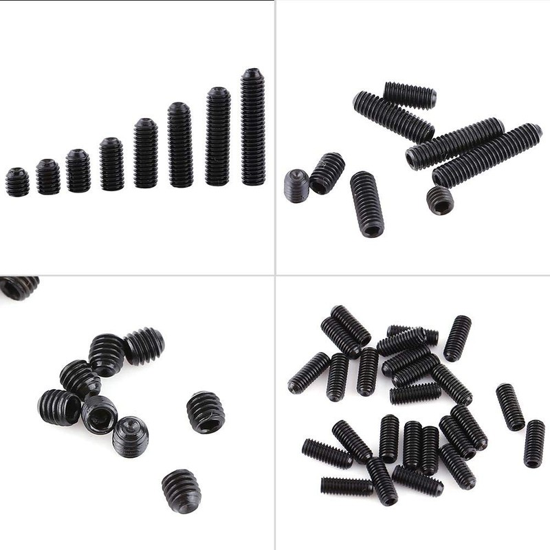Fdit 200pcs M3 Black Carbon Steel Socket Cup Point Grub