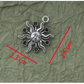 Ruwado 30 Pcs Sun Charm with Face Metal Cute 2.3 x 1.8 Large Vintage Celestial Pendants for DIY Jewelry Making Necklace Bracelet Earring Keychain Christmas Tree Decoration (Antique Silver)