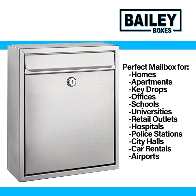 Modern Wall Mounted Locking Small Architectural Mailbox from Bailey Boxes