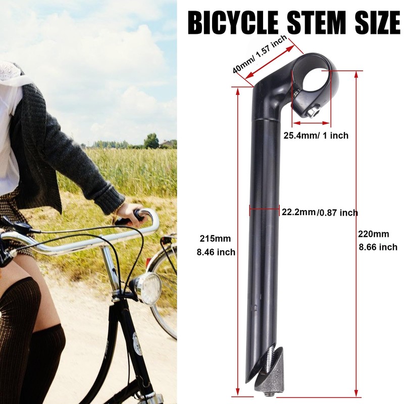 WEEROCK Bike Stem 25.4mm*22.2mm Aluminum Alloy and Steel Gooseneck Shape