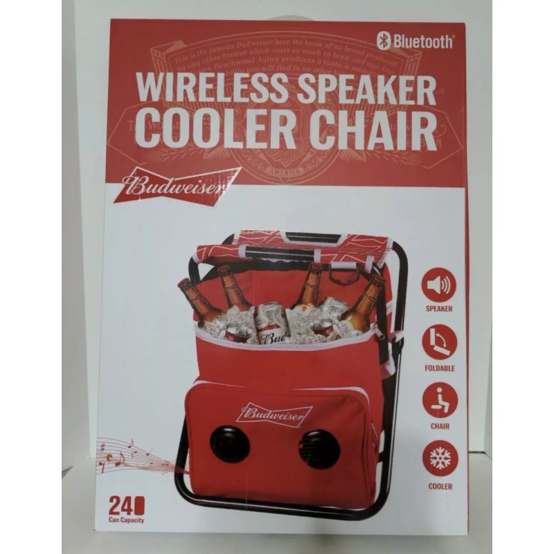Anheuser-Busch BUDWEISER Red Chair Cooler With Built in Bluetooth Speaker
