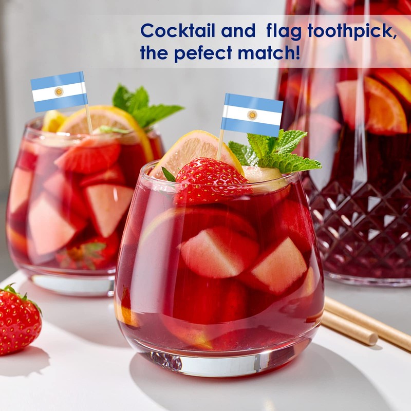 AhfuLife Argentina Flag Toothpick, 200 Pcs Argentina Cupcake Toppers, Argentine