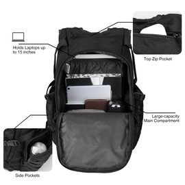 Mardingtop Daypacks 25L Daypack with Multiple Pocket Causal Travel Backpack for City Trips and Cycling, black