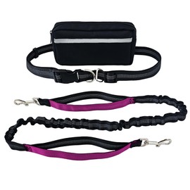 Ljovy Hands Free Dog Leash, Dog Running Leash with Waist Belt, Reflective Stitching & Dual Padded Handles, No Pull Bungee for Walking, Jogging & Hiking, Ideal for Medium to Large Dogs (25-120 lbs)