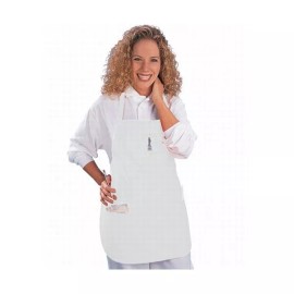Winco BA-PBK Full Length 2 Pocket Pen Pad Bib Apron White 33 x 26 Cotton Poly