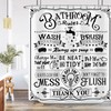 LIGHTINHOME Funny Toilet Rules Shower Curtain 72Wx72H Inches Black White