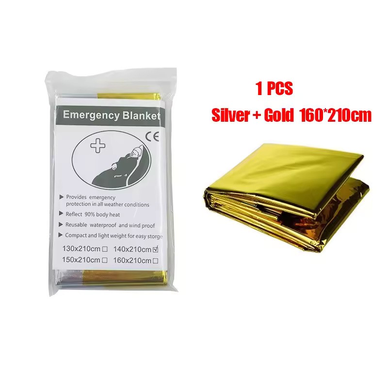2-Pack PET Emergency Thermal Blankets, Reflective Survival Covers for Camping,