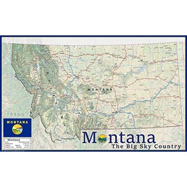 Montana Physical Map - 16.5 x 26.5 Inches - Paper Laminated