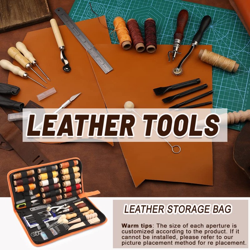BUTUZE Leather Working Tools, Practical Leather Craft Kit with Waxed