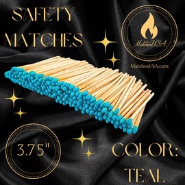3.75" Teal Color Matches (200 Count) - Plus 2 Free Strikers!!! - Wholesale Bulk Wooden Safety Matches