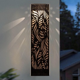 pearlstar Solar Wall Lights Outdoor, Fence Solar Deck Lights for Outside Waterproof,17.2"×4.2",Metal Leaf Decorative Lights for Patio Front Door Yard Porch and Garden(Small Size)