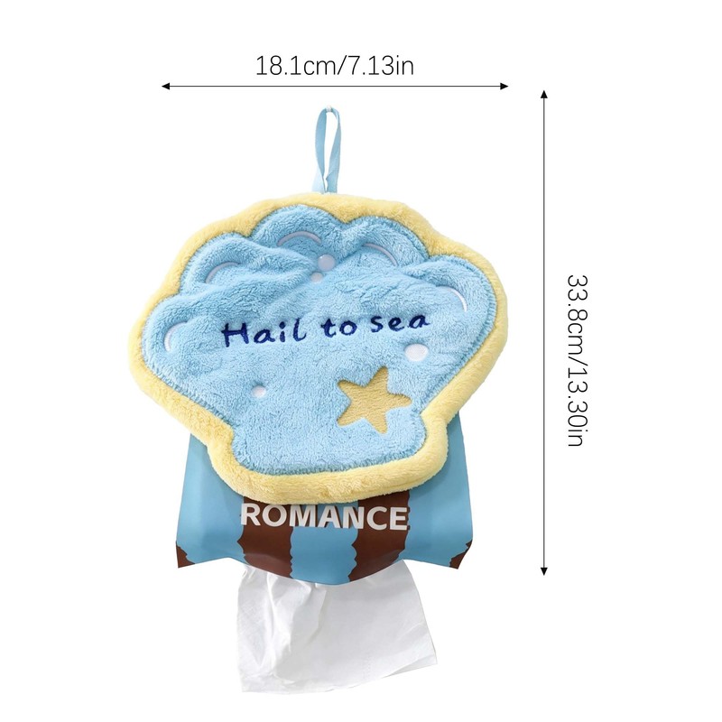 Hanging Tissue Holder with Detachable Hand Towel,Blue Shell