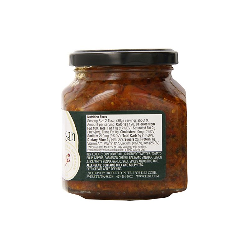 Elki's Gourmet Sundried Tomato and Parmesan Crostini Spread, 9.9 Ounce