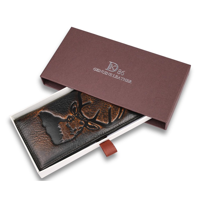DK86 DK86 Deer Long Wallet For Men Full Grain Leather