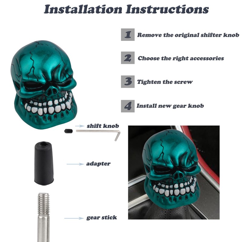 Padaodao Skull Shift Knob Big Teeth Gear Stick Shifter Car
