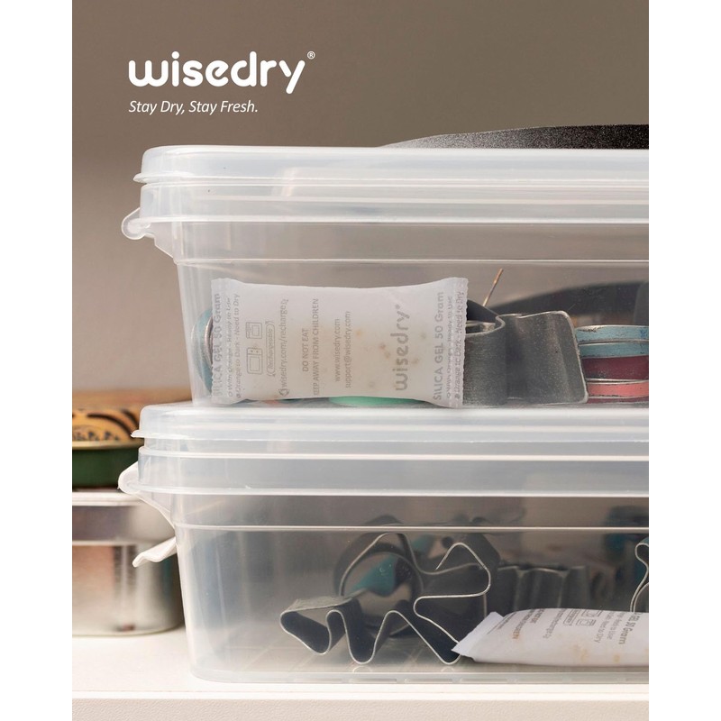 wisedry 50 Gram [6PACKS] Rechargeable Silica Gel Desiccant Packets Fast