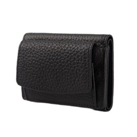 [Riorne] Women's Mini Wallet, Small Wallet, Mini Wallet, Compact Trifold, Thin Wallet, Skimming Prevention, Genuine Leather, Black