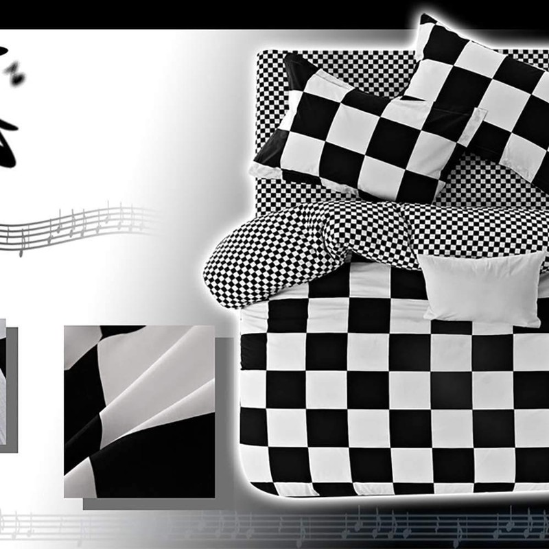 Lanqinglv Double Duvet Cover Set Black and White Checkered Plaid