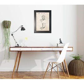 Combination Toilet Seat Patent Art Old Look Print in a Smooth Black Wood Frame (8" x 10") M12313